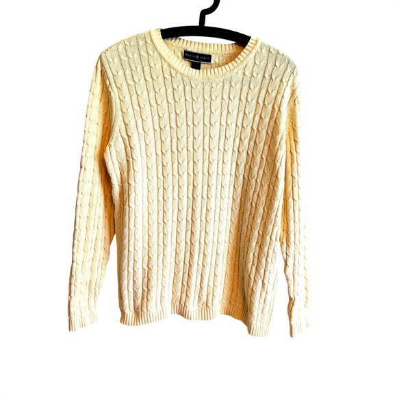 Karen Scott Womens Off-White Cable Knit Sweater Size L Preppy Old Money Classic - Picture 1 of 10